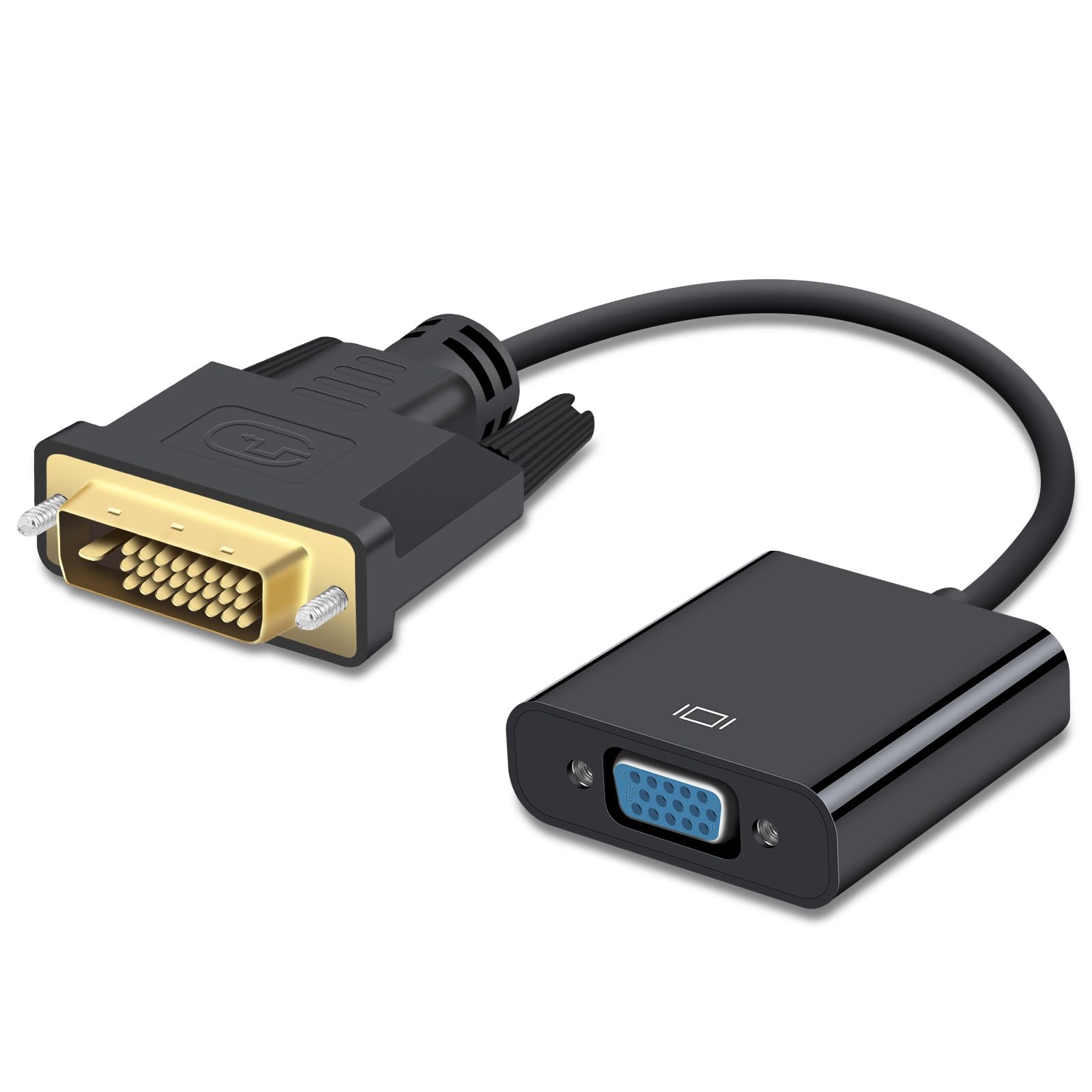 DVI to VGA Cable Adapter DVI-D 24+1 & DVI-I 24+5 to VGA Male to Female Adapter 1080P Full HD DVI to VGA Cable for HDTV PC Host Laptop Monitor and Projector