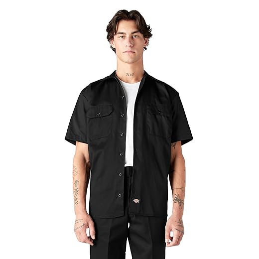 Dickies mens Short Sleeve work utility shirts, Black, XX-Large US