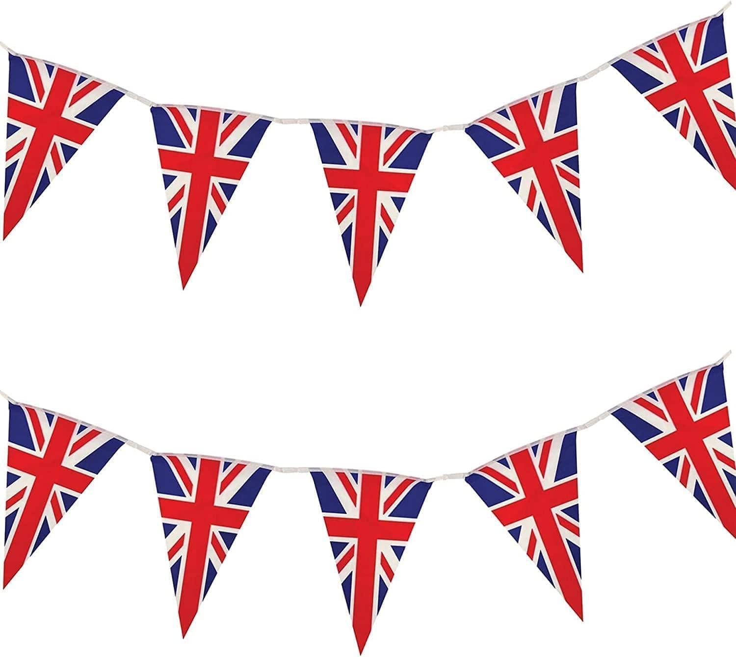 Union Jack Bunting - 48ft (40 Flags) PVC Triangle Flags - Ideal Decorations for Royal Celebrations, World Cup, Sporting Events & Parties