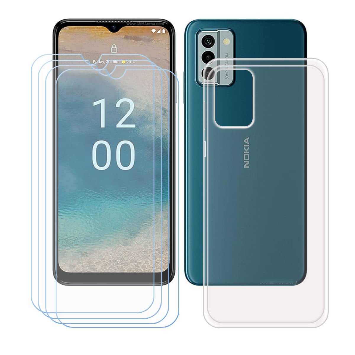 HGJTF Cover per Nokia G22 (6.5) con 1 Pezzi Pellicola Vetro temperato, Custodia Protettiva in TPU in Silicone Ultra Morbido Clear Antiurto per Nokia