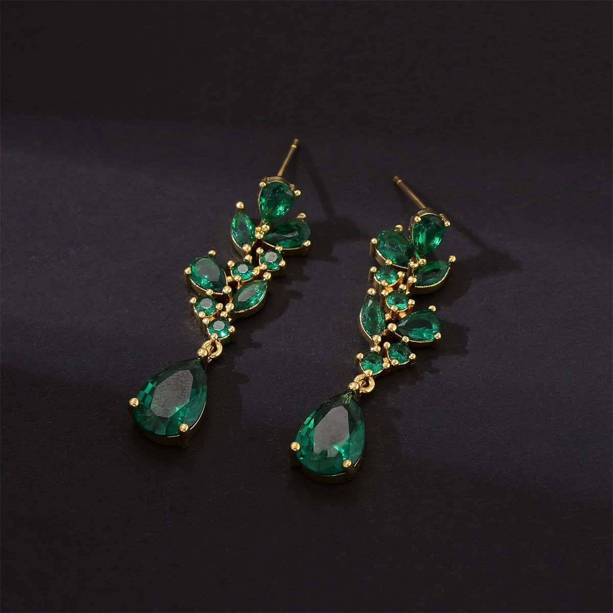 Teardrop Wedding Bridal Dangle Earrings for Brides Birdesmaid,Crystal Cubic Zirconia Chandelier Dangling Earring Gold/Silver Plated Diamond Drop Earrings for Prom Pageant - Image 3