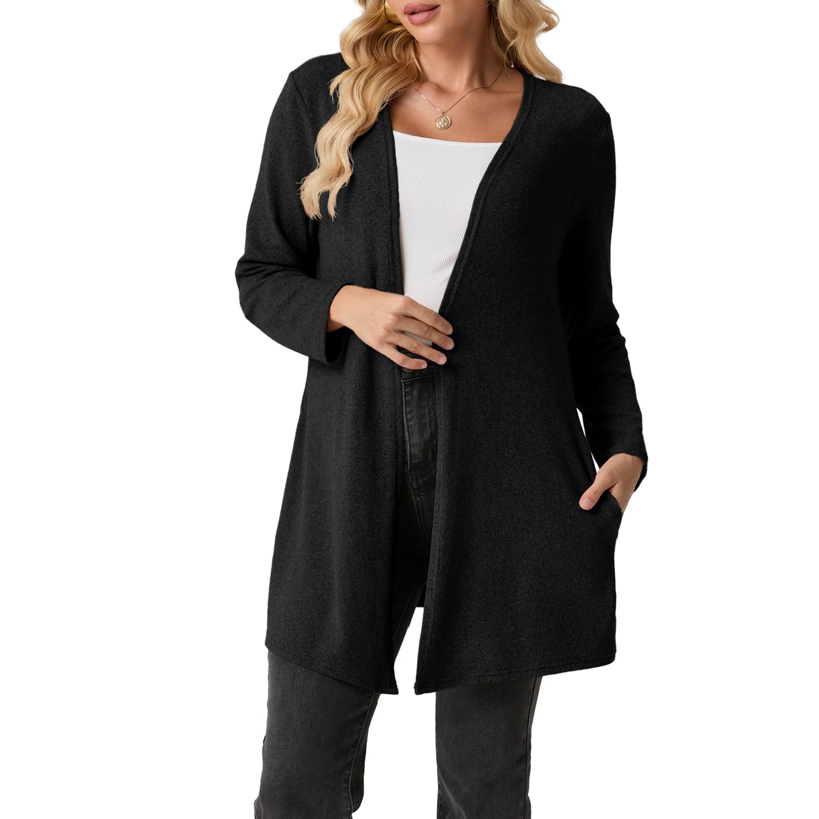 freeoak Cardigans Sweaters for Women Lightweight Long Sleeve Open Front Casual Fall Winters Cardigan with Pockets (S-3XL)-picture-31