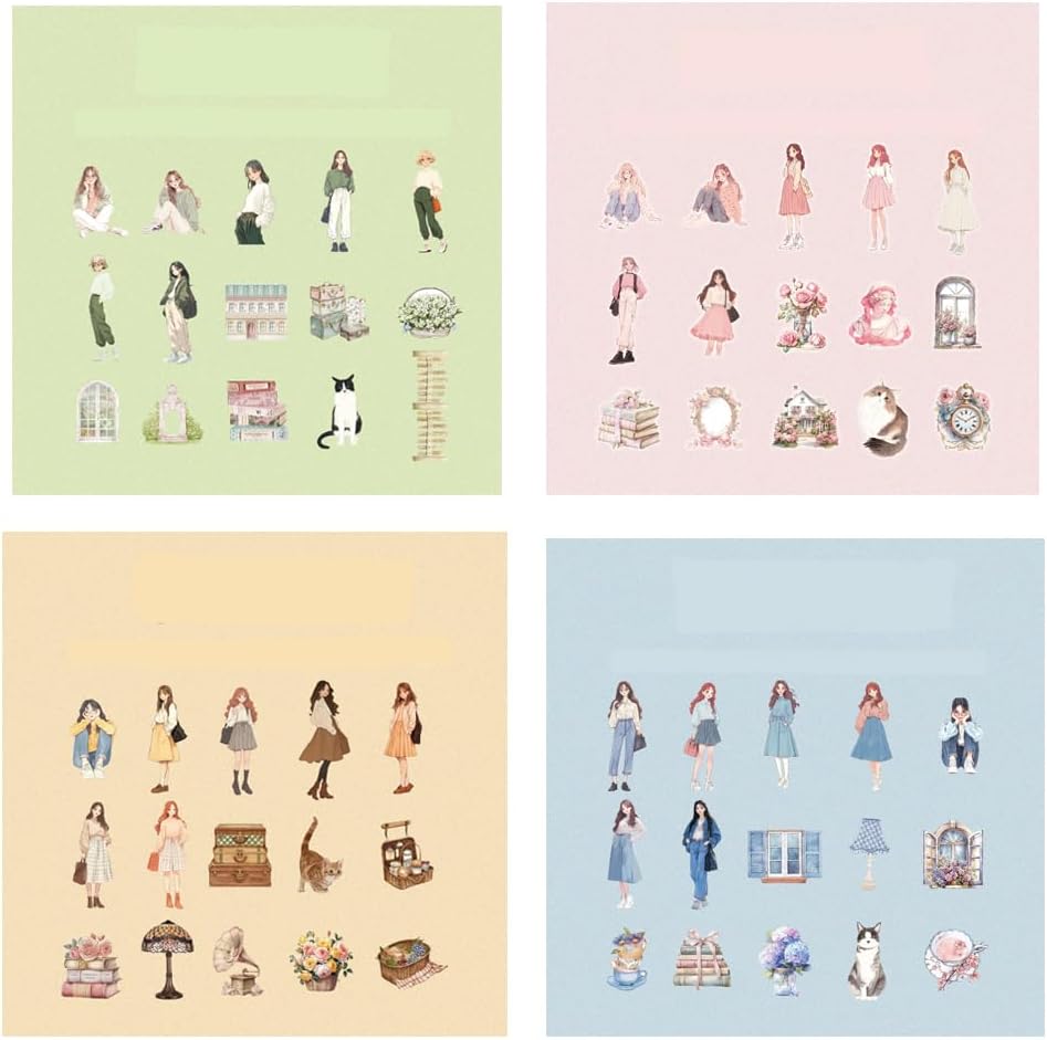Alideco 120pcs Scrapbook Stickers Vintage Teenage Girl Flower Animal Scrapbooking Junk Journal Crafts Embelishment Decoration Stickers (chunrilaixin) image 2