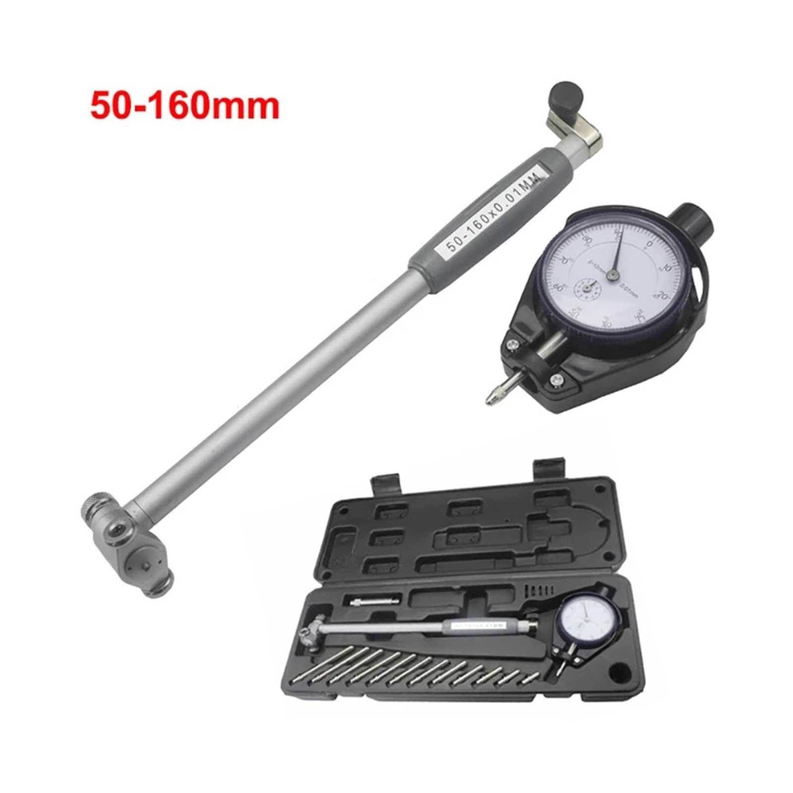 Jauge d'alésage à Cadran Diamètre du Trou 50-160MM 35-50MM 0,01mm Cadran Alésoir Indicateur Diamètre Indicateurs Précision Moteur Cylindre Mesure Kit De Test Outil Compteur(35-50mm type1)