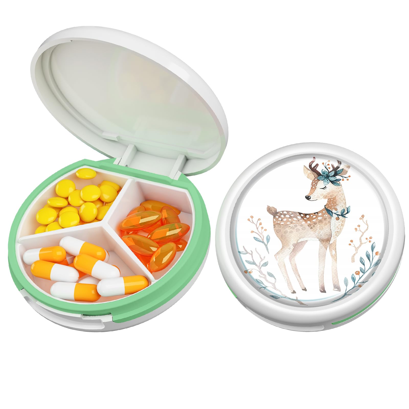 Serfeymi Small Pill Case for Purse, Mini Travel Pill Organizer