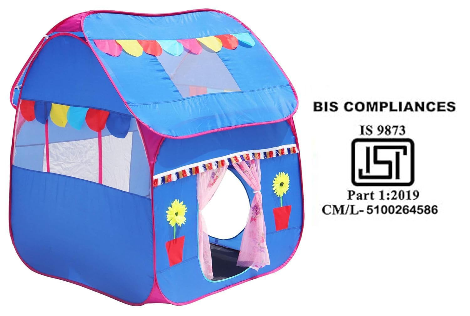 Homecute Foldable Pop Up Hut Type Kids Toys Jumbo Size Play Tent House for Boys and Girls. (Big Size Blue)