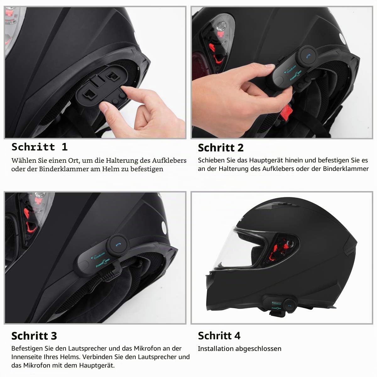 FreedConn Tcom-SC Intercom Motorrad Headset für 2 Personen Musik Teilen, Motorradhelm Kommunikationssystem 800M mit LCD-Bildschirm, Universelles Helm Bluetooth WasserdichtMatching 2-in-1-Mikrofon