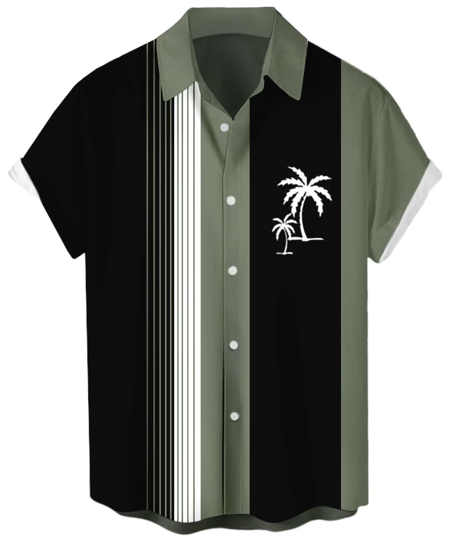 whoinshop men's vintage Hawaiian bowling shirt with button-up front and short sleeves | Mubboo