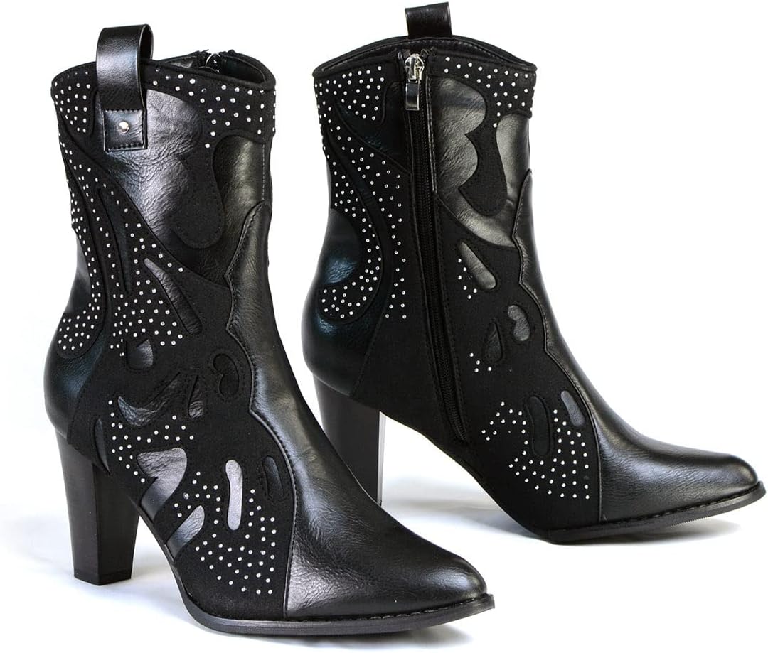 Milwaukee Leather MBL9429 Women's Black Western Style Fashion Casual Boots with Studded Bling