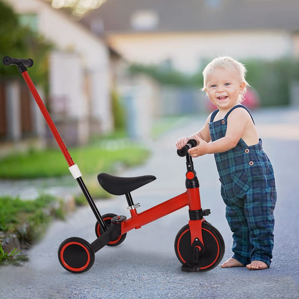 HUOLE Bicicletta Senza Pedali, Bici Senza Pedali, Materiale di Metallo Leggero, Triciclo Bambini Giochi, Bicicletta Equilibrio per Bambini 1-2 Anni, Camminatore