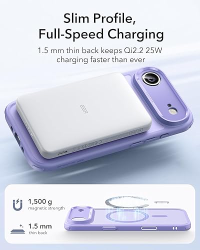 Vista 907 de ESR Funda para iPhone 15 Pro Max, compatible con MagSafe, de grado militar, negro transparente