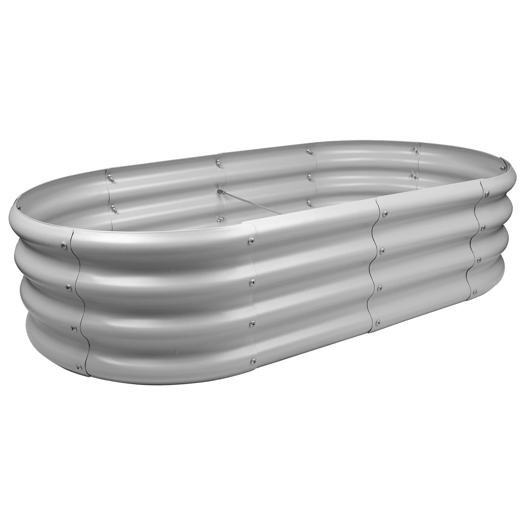 Harbour Housewares Raised Garden Bed - Silver - 120 x 60cm - Rounded - Bottomless Metal Raised Bed Galvanised Steel Planter Box for Growing Outdoor Plants, Vegetables, Flowers and Herbs
