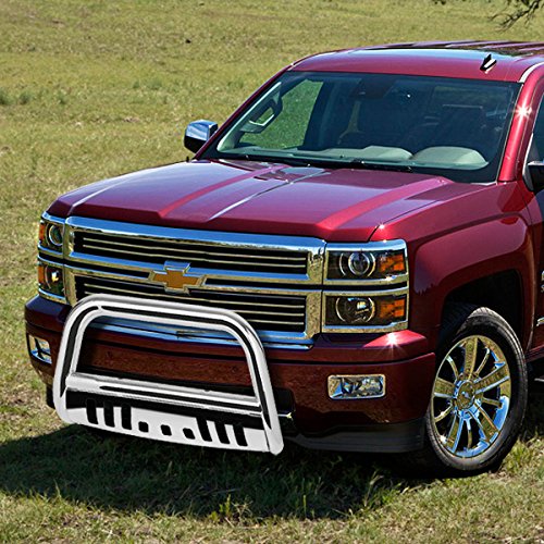 Image of DNA MOTORING 3 inch Front Bumper Push Bull Bar Compatible with 07-10 Silverado /Sierra 2500HD 3500HD, BURB-003-SS
