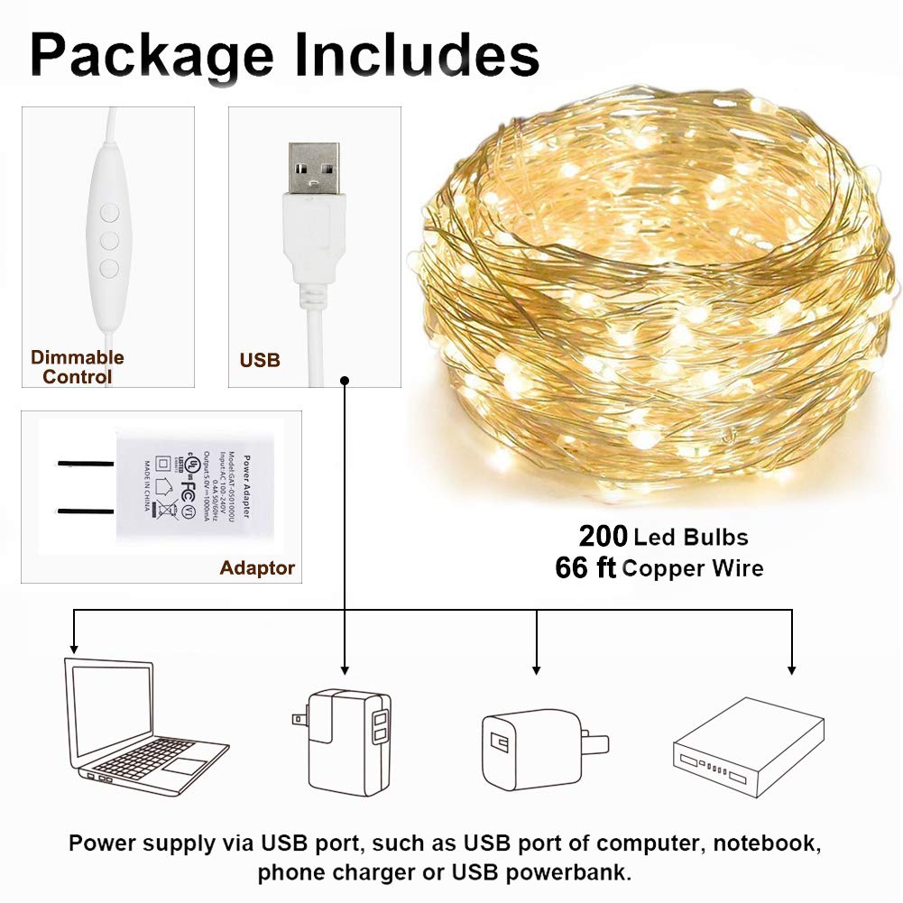 Amazon.co.jp: Twinkle Star 200 LED 66フィート フェアリーストリング