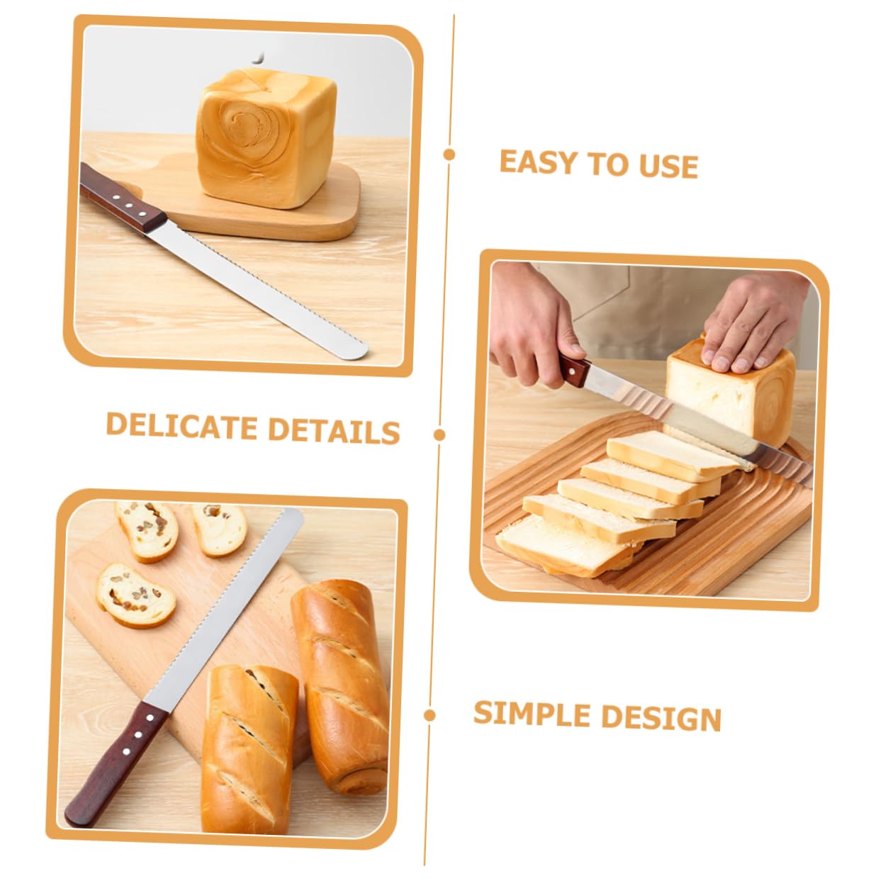 NAMOARLY Inspired Bread Slicer Serrated Steel Blade Adjustable Slicing Knife Cake Cutter