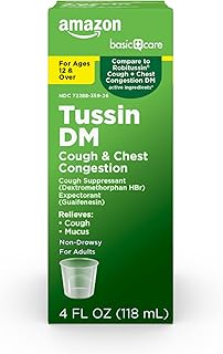 Amazon Basic Care Tussin DM, Cough Suppressant & Expectorant, 4 Fl Oz
