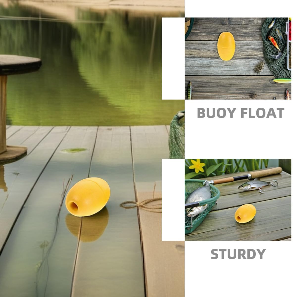 8pcs Yellow Buoy Floats Set for Boats Kayak Anchor Marker Buoy Oval Water Float Marine Boating Equipment Dock Accessories for Fishing and Water Sports