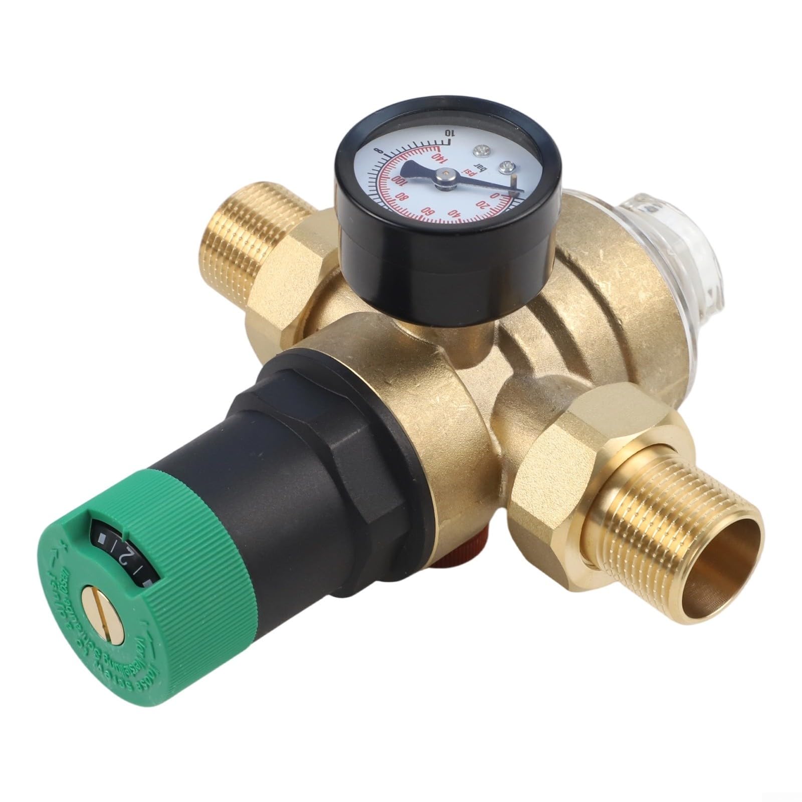 Riduttore di pressione in ottone per Honeywell con manometro e filtro, regolatore di pressione dell'acqua regolabile DN20, filtro di ricambio incluso, 210 x 130 x 100 mm (3/4")