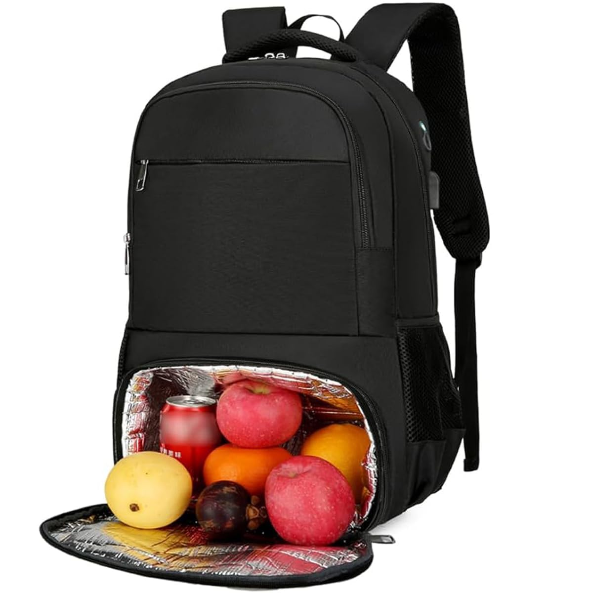 Zaino Termico per Pranzo da Uomo,Zaino Porta PC Porta Pranzo Termico con Scomparto Pranzo Isolato, Zaini da Viaggio con Porta USB,Impermeabile Borsa Termica Porta Pranzo Picnic