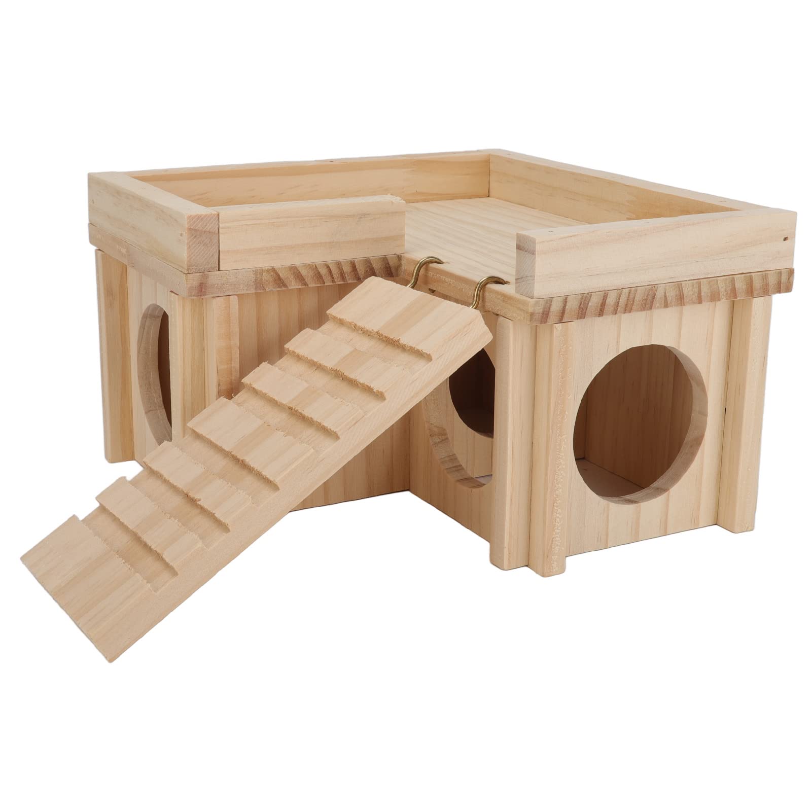 Maison pour hamster en bois labyrinthe multi-chambres avec échelle pour rongeurs