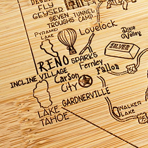 Image of Totally Bamboo A Slice of Life Nevada Engraved Map Cutting Board