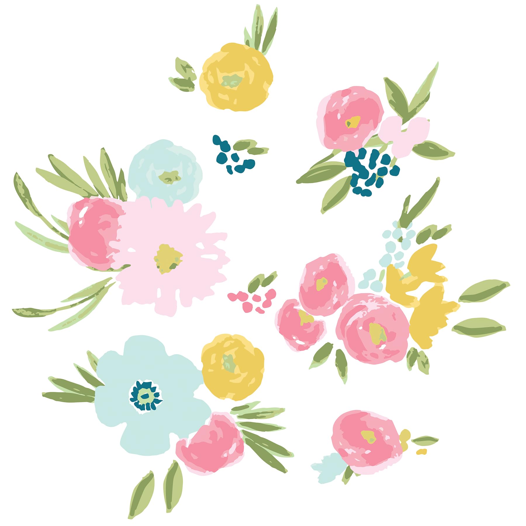 Stickers muraux motif floral éclaté rose grand format amovible