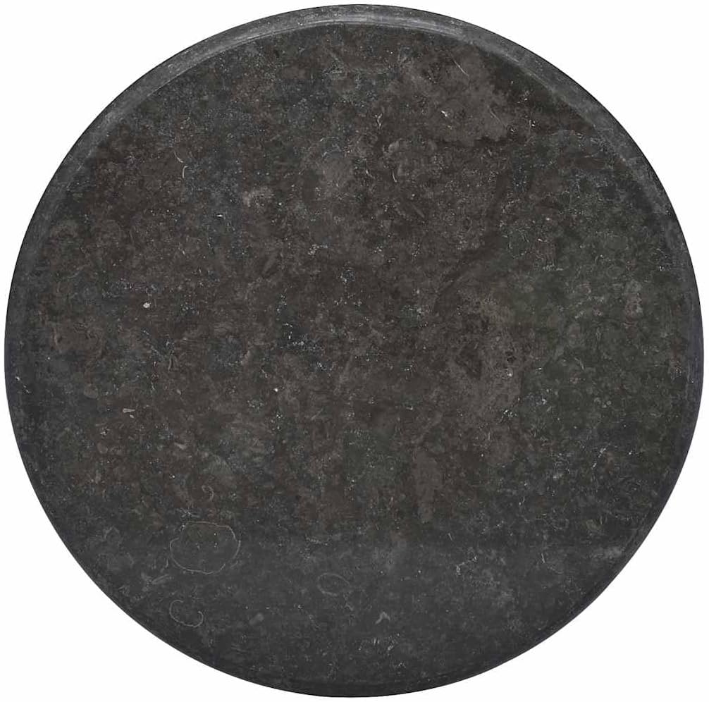 23.6-Inch Round Marble Table Top, Replacement Stone Surface for Dining, Coffee, Bistro or Side Tables, Black Finish
