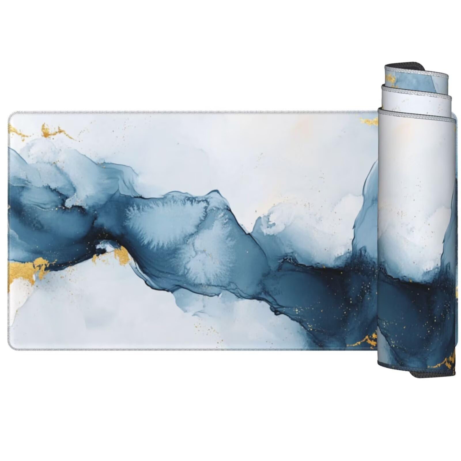 Alfombrilla Ratón Azul Alfombrilla Ratón XXL 1600 x 800 mm, Acuarela Mouse Pad Gaming con Bordes Cosidos, Impermeable Mousepad XXL Base de Goma Antideslizante Duradera, Mouse Pad para Oficina Q1144