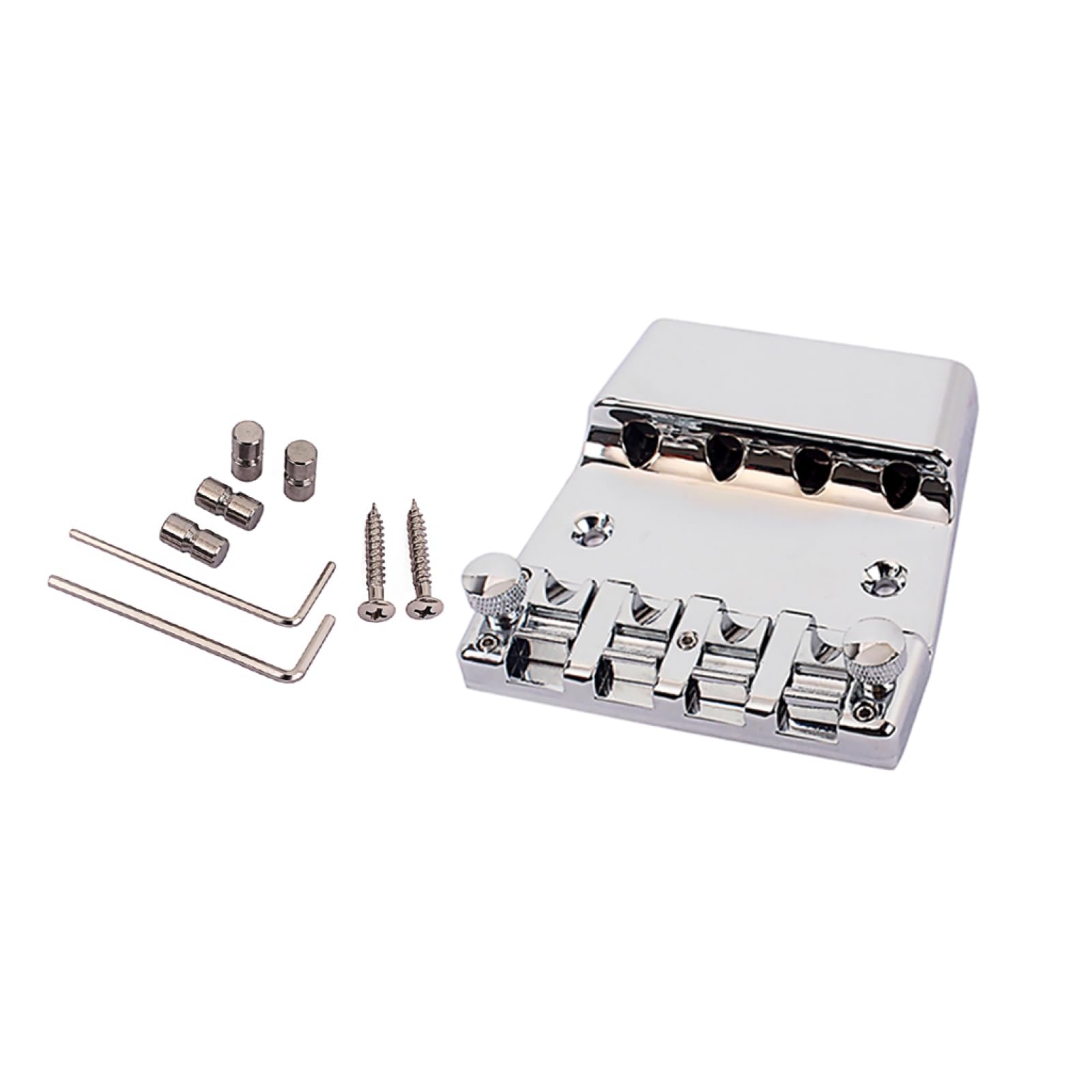 Chrome Bass Bridge, 18mm Adjustable Chrome 4 String Bass Bridge Saddle for Rickenbacker Electric Guitar Parts