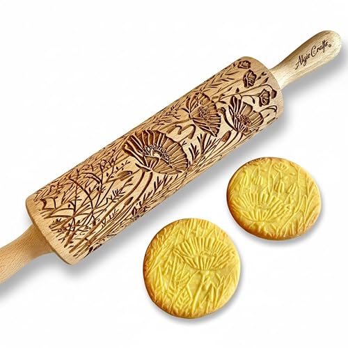 Algis Crafts Wild Poppy Embossing Rolling Pin