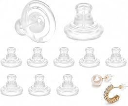 10 PCS Silicone Earring Backs, Safety Backs Clear Rubber Earrings Stoppers for Wire Ear Loop Locking Earrings Back, Studs/Droopy Comfort Rubber Earring Backs for Women Men
