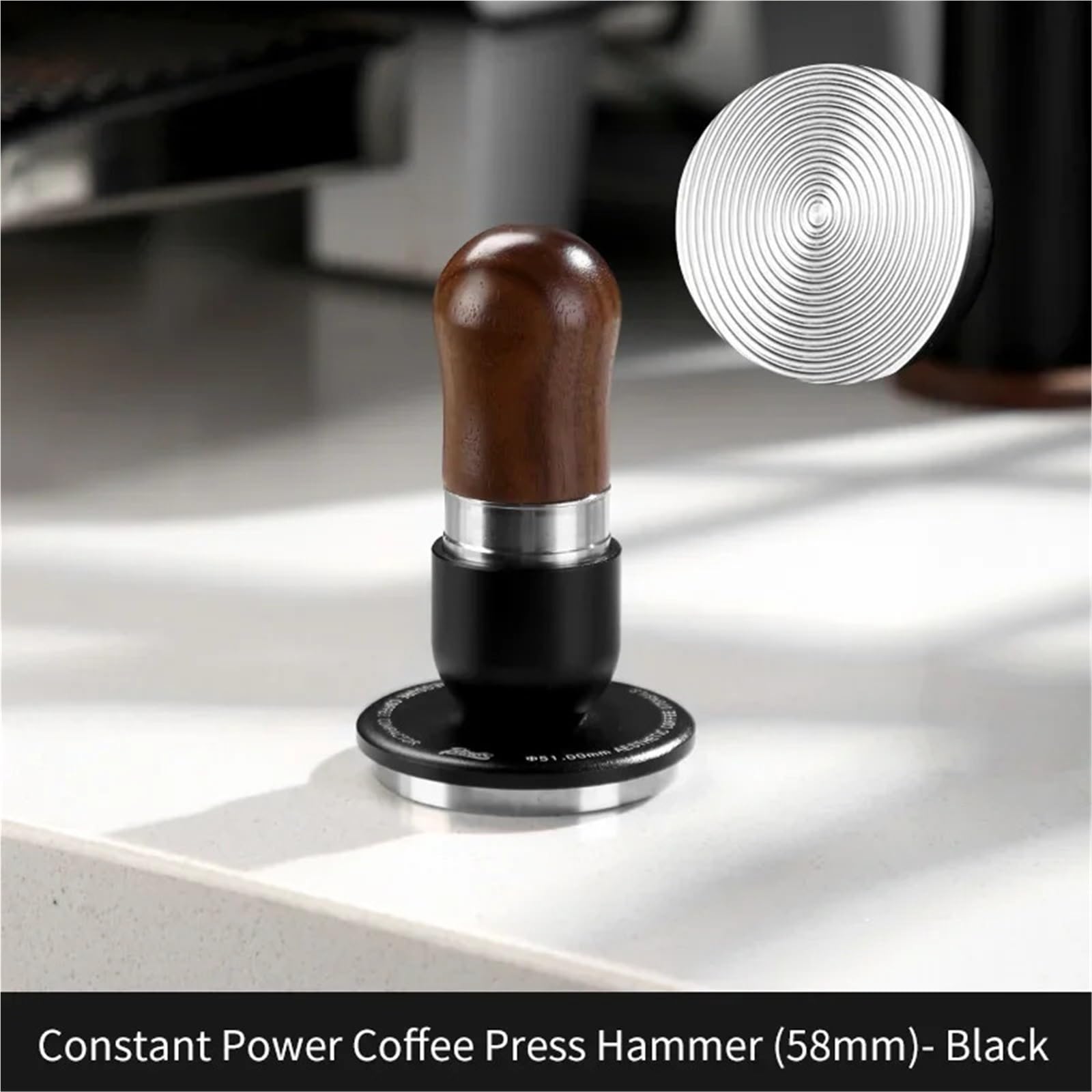 Pressino for Caffè Da 30 Libbre, 51 Mm, 58 Mm, Calibrato, Caricato A Molla, A Pressione Costante, for Livellare Il Caffè.(Black 58mm)