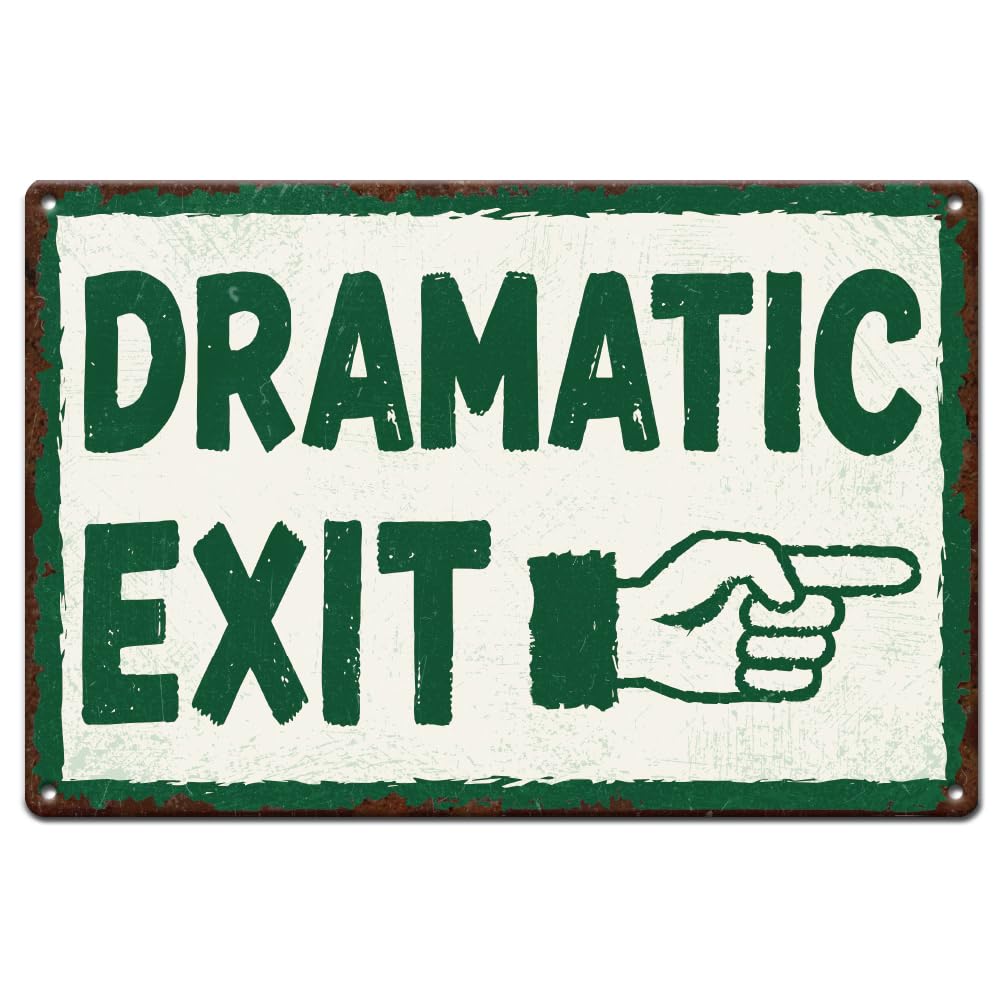 SUPERDANT Metal Signs 30x20cm/11.8x7.9 Inch Dramatic Exit Tin Signs Colorful Rectangle Iron Plaque Pre Drilled Man Cave Garage Wall Art Indoor Outdoor Decor Colorful