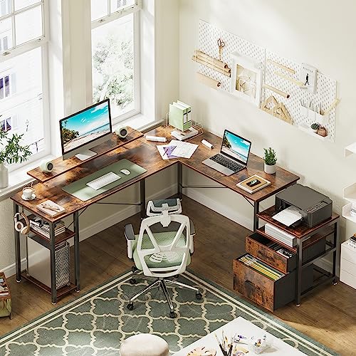 KKL-L-Shaped-Desk-with-Drawers-66-Reversible-Computer-Desk-with-File-Drawer-Corner-Desk-with-Storage-Shelves-Monitor-Stand-Home-Office-Desk-Workstation-Gaming-Desk-Rustic-Brown
