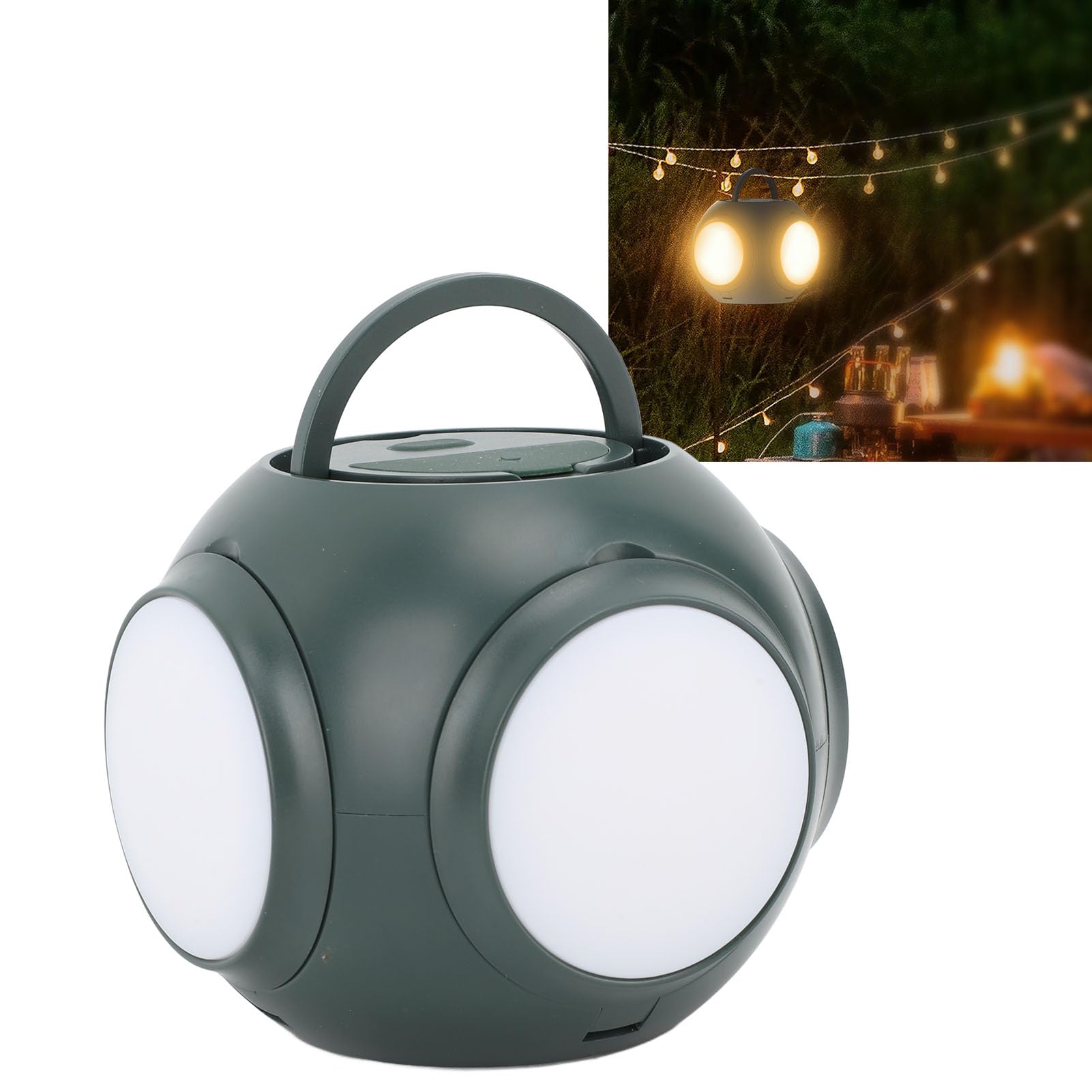 Luce da Campeggio Portatile, Lanterna da Campeggio a LED Ricaricabile USB 10000mAh Power Bank Lanterna di Emergenza Torcia per Interruzioni di Corrente di Emergenza, Verde