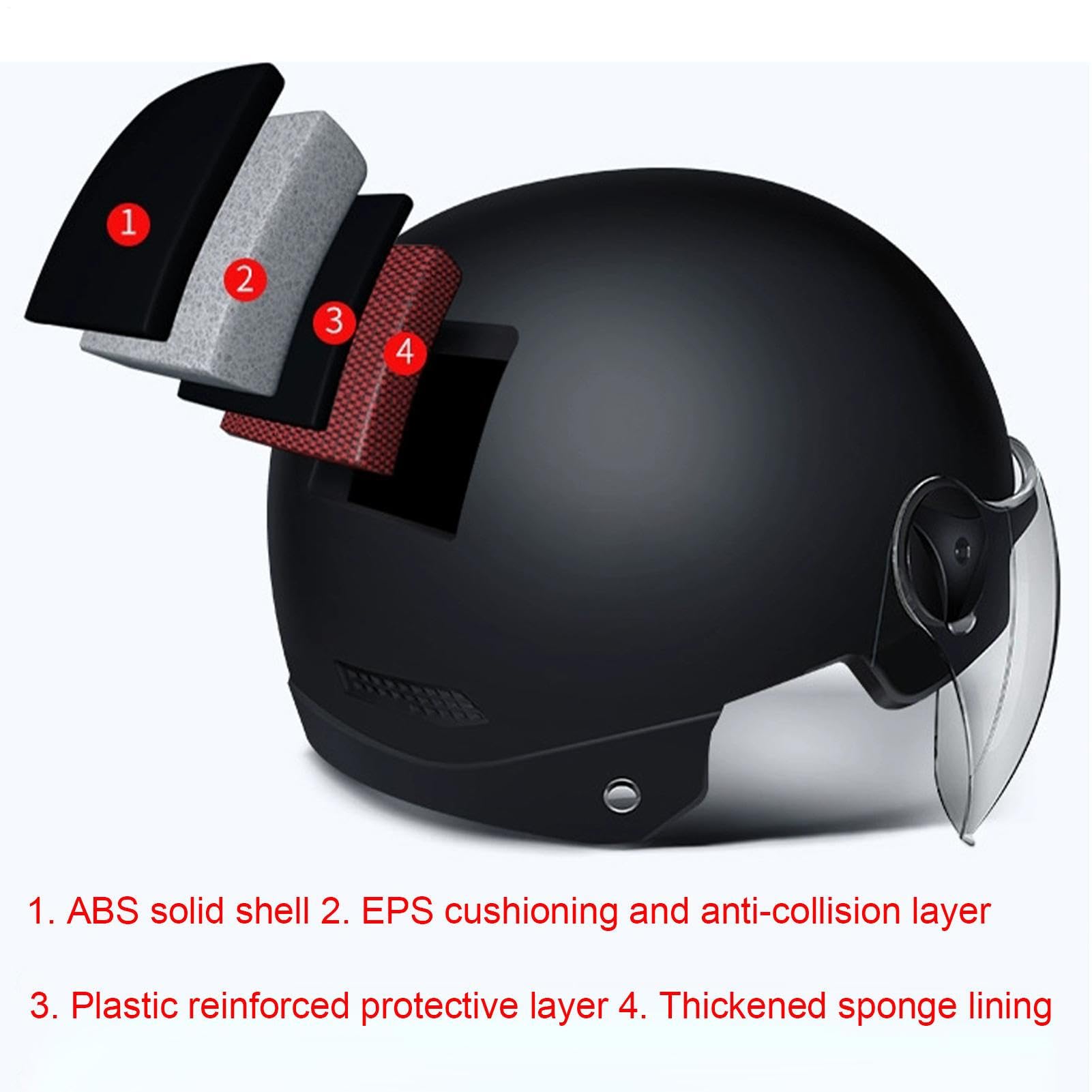 Casco da Moto per Uomini | Protezione Per La Mezza Faccia Con Visiera Per Il Sole | Elmetti di Sicurezza con Visiera Aperta - Di Sgancio Rapido Per Donne Uomini Adulti Famiglia Amici E Colleghi