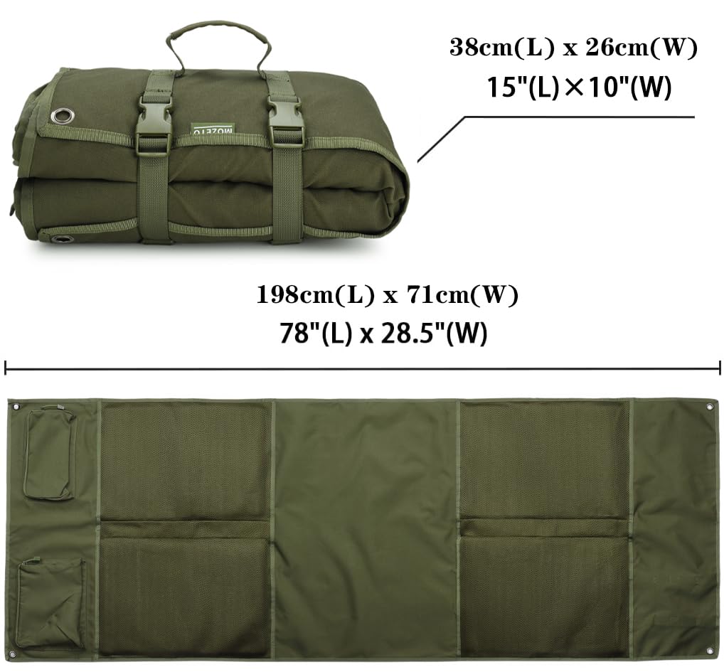 MOZETO Tappetino da tiro extra grande, pieghevole, con imbottitura per tiro sdraiato, dotato di sistema di cinghie Molle e due tasche per accessori