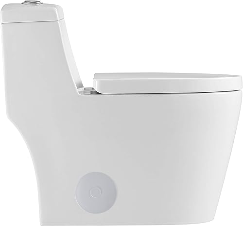 Miniatura 4 de Kingsman MJ80 - Cuenco y tanque de inodoro de diseño moderno, contemporáneo, duradero, cómodo, de una pieza, doble descarga 1.21.6 GPF con asiento