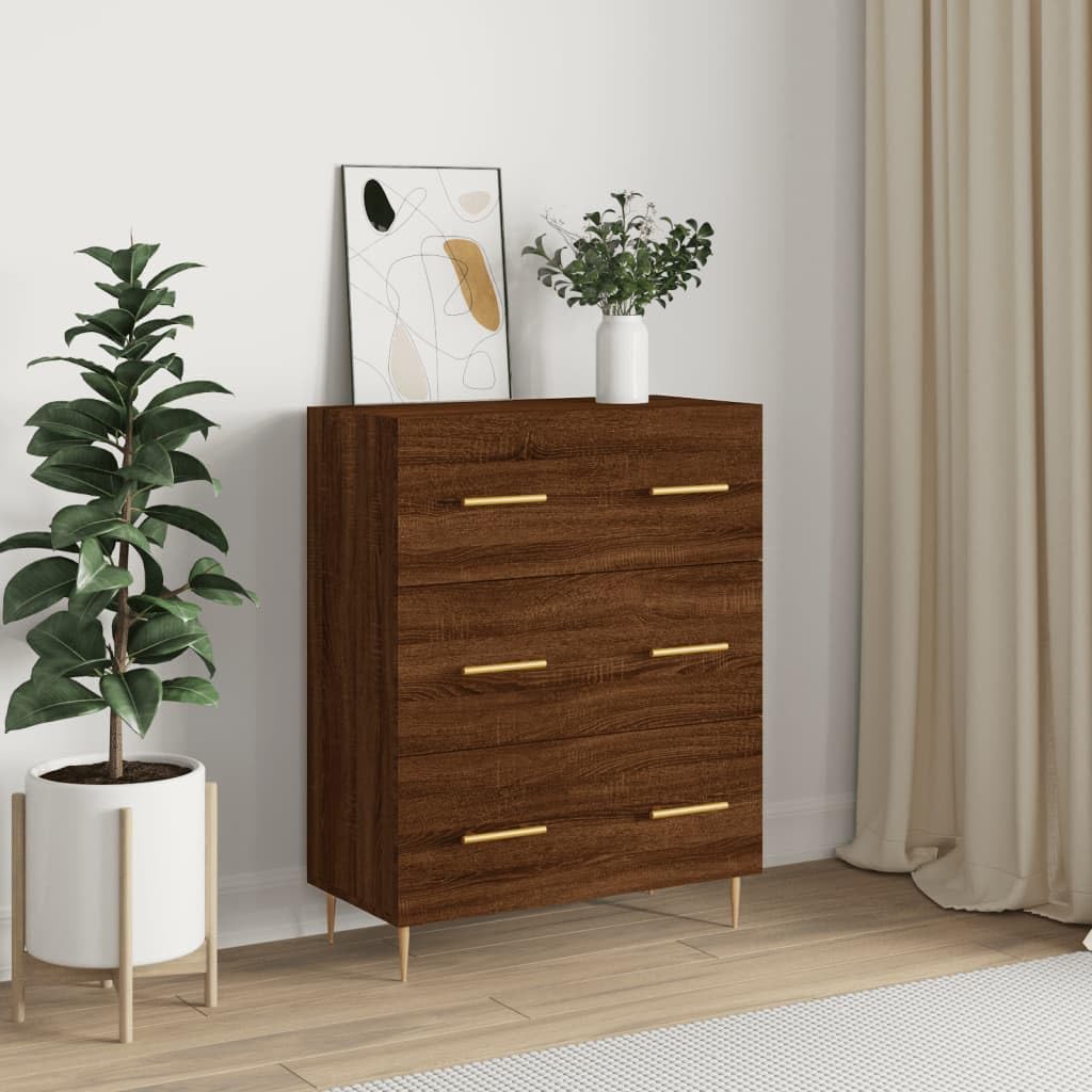 Aparador de madera de roble marrón con acabado premium bufete de diseño nórdico para casa