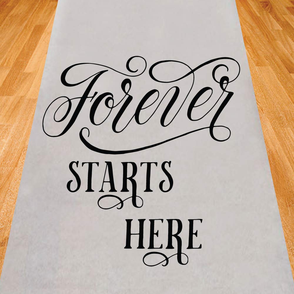 Gifts & Company Forever Starts Here Wedding Aisle Runner (75 feet Long) Wedding Ceremony Decor