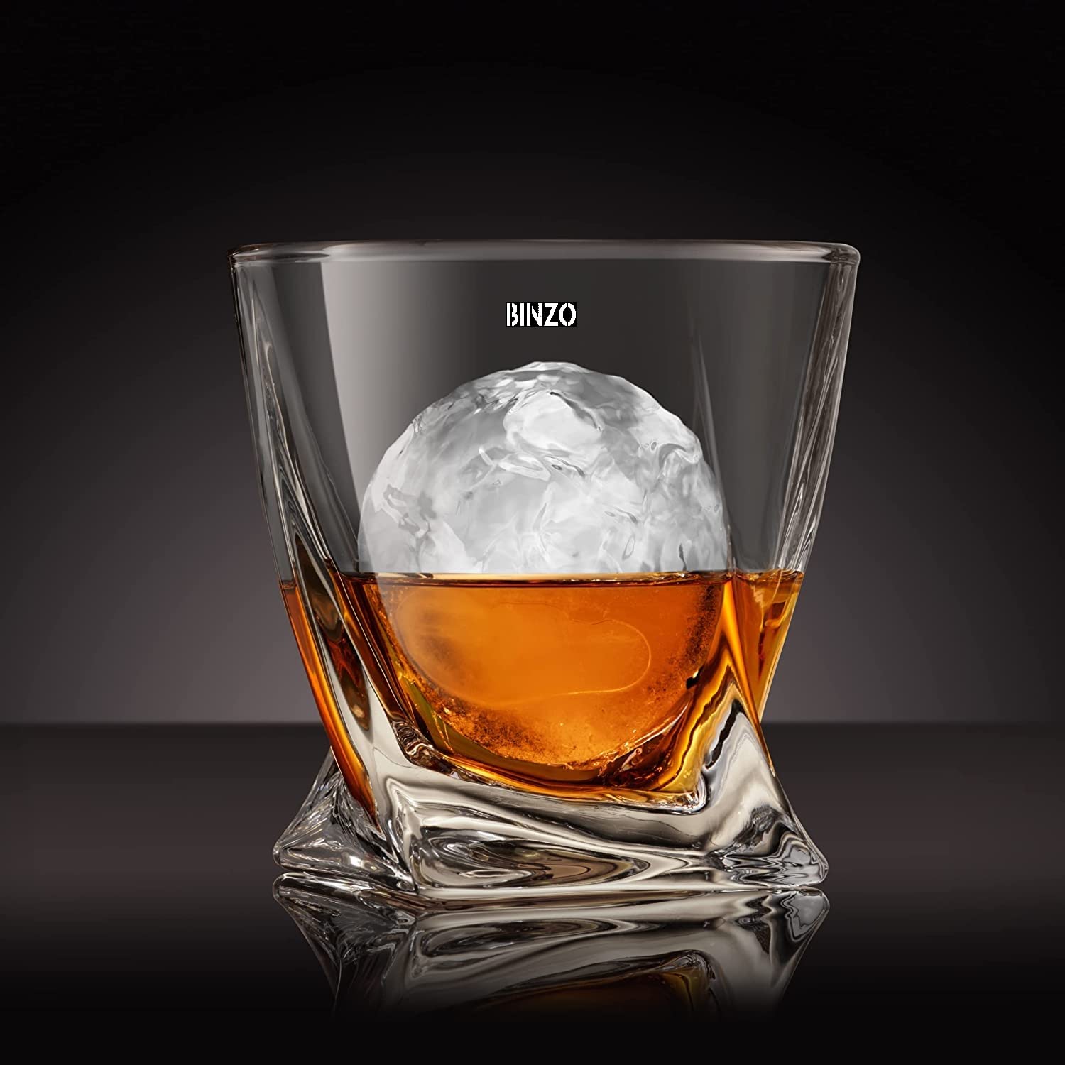 BINZO Whiskey Rocks Glass, Set of 6, 300 ml, Twist Glasses for Scotch Cocktail Rum Cognac Vodka Liquor, Unique Gifts, Old Fashioned Whisky Tumblers 2