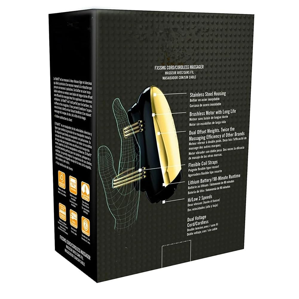 Masajeador profesional de mano de metal inalámbrico para hombre, carga USB, cabezal recargable, 2 nodos de masaje, función de