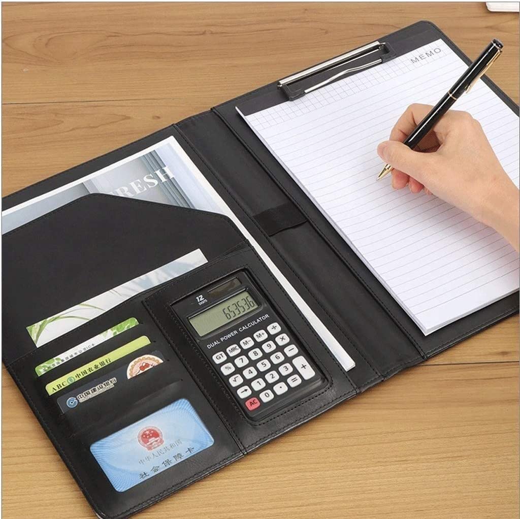 Teczki, PU Leather Schowek A4 Folder Plików Z Kalkulatorem Wielofunkcyjne Materiały Biurowe Organizator Manager Folder Podkładek Na Dokumenty Koperty, Duża Pojemność(D)