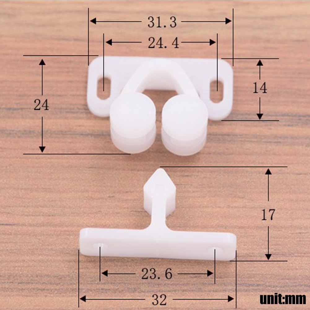 3Pcs bianco Marine Barca Ball Catch Door Cabinet Spring Back Plate Roller Latch Plastic Catches Cabinet Hardware