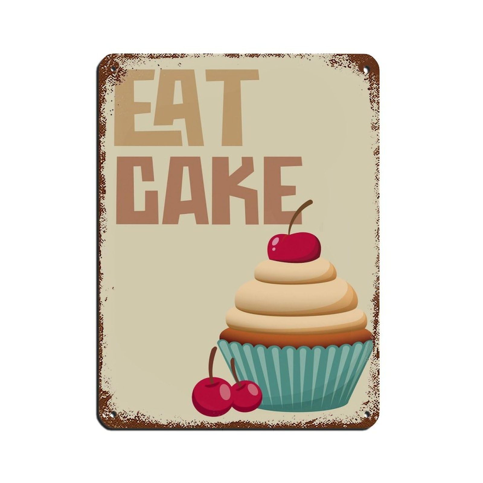 Eat Cake, Cupcake, Baking Poster Tin Sign Vintage Metal Pub Club Cafe Bar Home Wall Art Decoration Poster Retro 12x16inch(30x40cm)