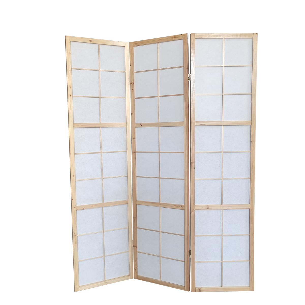 PEGANE Paravent Japonais Bois Naturel, séparateur de pièce 3 pans - Hauteur 175 cm x Longueur 132 cm