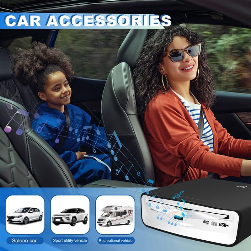 Lettore CD portatile per auto, si collega alla porta USB in auto, laptop, TV, computer