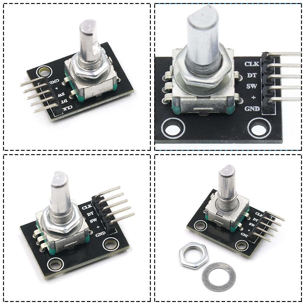 Rotary Encoder,Codeur Rotatif,360 Degrés Codeur Rotatif,Encodeur,Codeur Rotatif,Potentiomètre Numérique,5Pin Commutateur De Codeur avec Capuchon de Bouton pour Arduino,3 Set