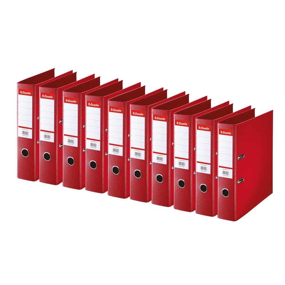 Esselte Standard, Confezione da 10 raccoglitori a leva, rosso, dorso 75 mm, A4, PP, 320220