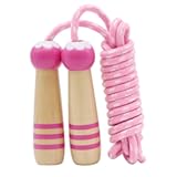 Jump Rope Kids, 7ft Adjustable Cotton Skipping Rope with Wooden Handle for Boys and Girls Fitness Outdoor Exercise